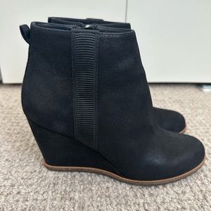 Linea Paolo Black Wedge Suede Booties